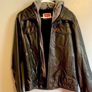 Men’s Levi Leather Jacket With Hood